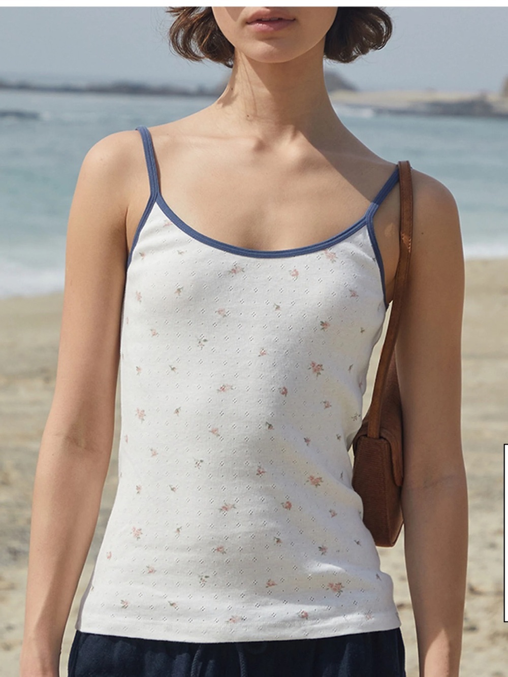 John Galt/Brandy Melville White Floral Pointelle Skylar Tank Top!